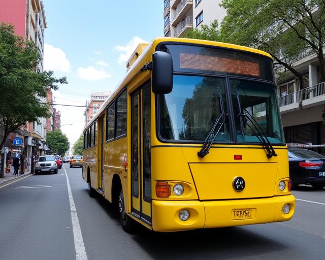 Vehículo comercial con pintura amarilla especializada